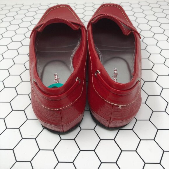 Etienne Aigner Flats Womens Size 8 Red Faux Leather Loafers Taxi Contrast Stitch - Picture 7 of 8